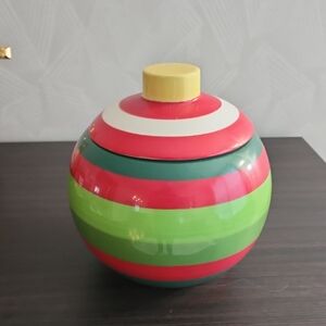 Colorful Striped Ceramic Jar